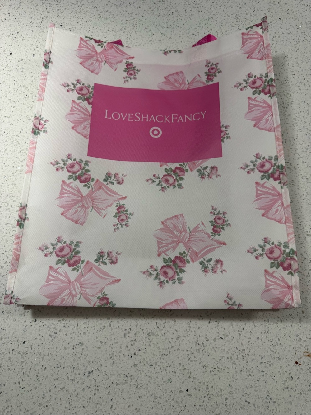 NWT LoveShackFancy x Target Reusable Shopping Tote Bag Pink Bow Floral